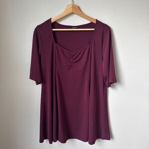 Torrid purple flowy sweetheart neckline knit top